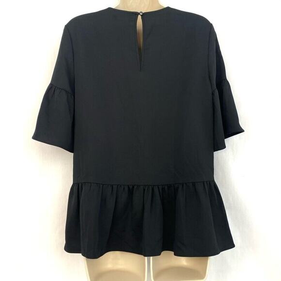 Halogen Top Womens XS Black Bell Sleeve Scoop Neck Keyhole Career Casual X-Small - Picture 3 of 9